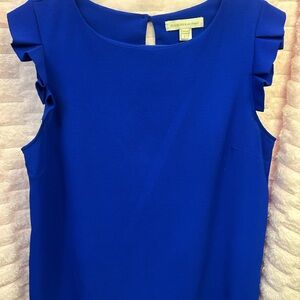 Elegant Blue Ruffle Sleeve Blouse